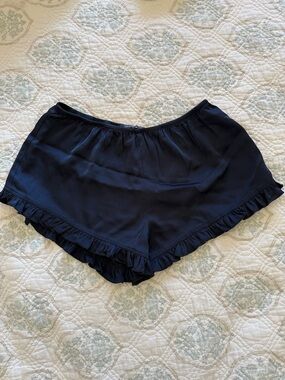 NWT Brandy Melville Navy Ruffle Trim Satin Shorts